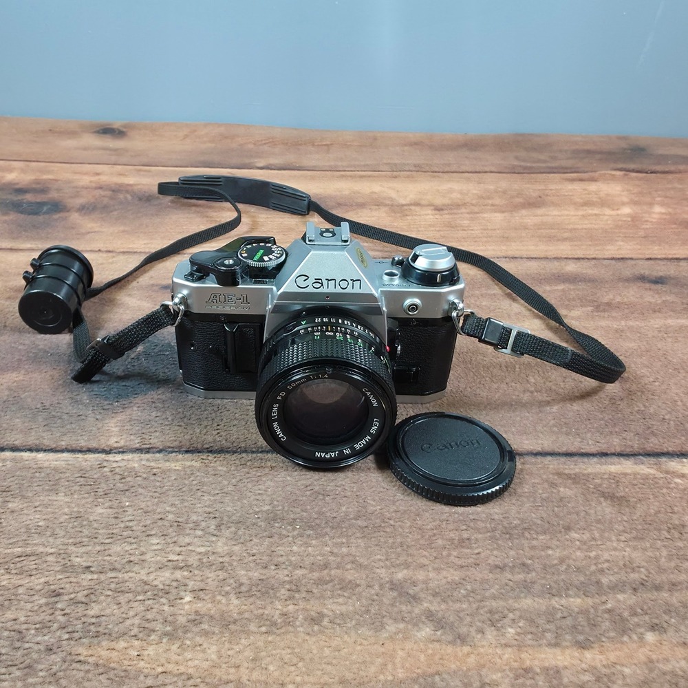Canon AE-1 Program SLR Camera OS Silver Good 50mm f1.4 Lens Strap